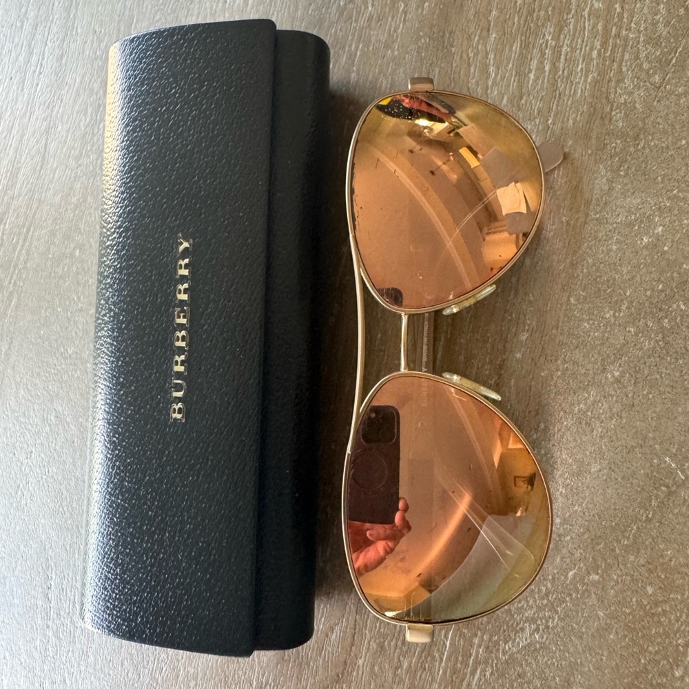 Burberry Gold Frame Sunglasses with Brown Lenses